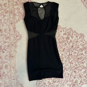 Cutout Mesh Black Sleeveless Dress